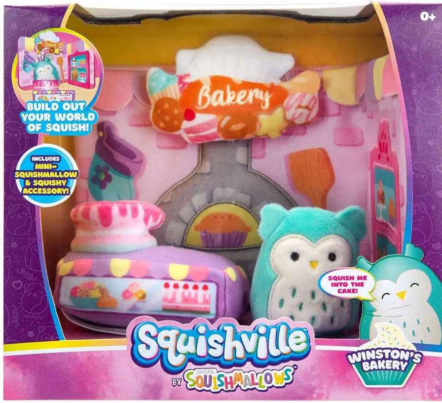 Squishmallows * | Brand New Squishmallows Squishville! Winston'S Bakery 2-Inch Mini Plush Playset