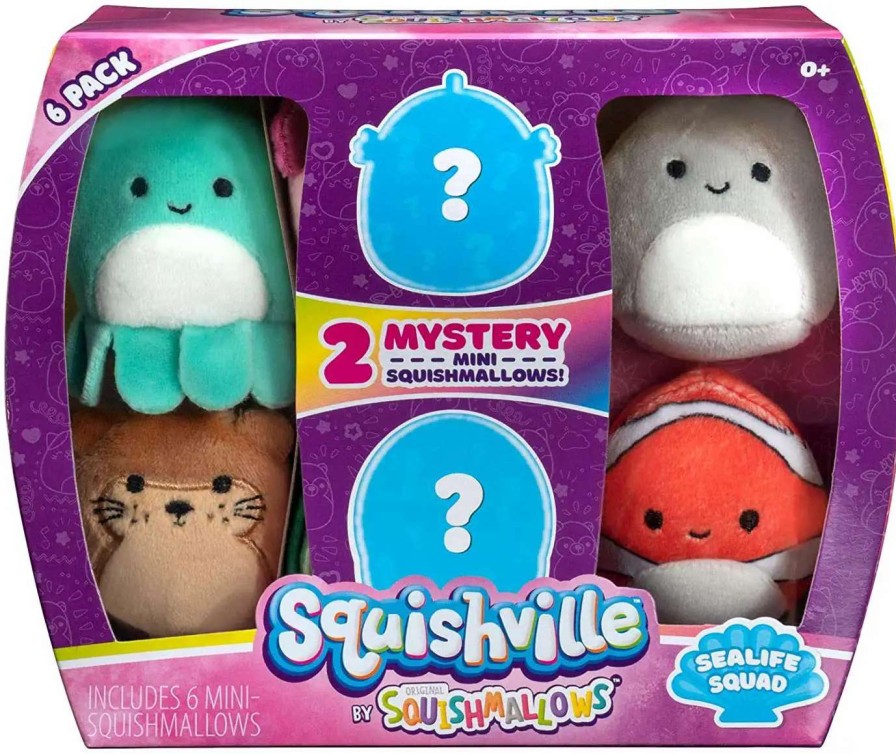 Squishmallows * | Wholesale Squishmallows Squishville! Sealife Squad 2-Inch Mini Plush 6-Pack Set