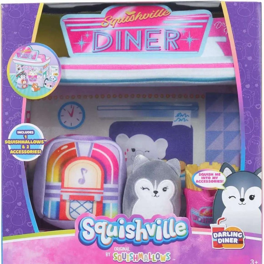 Squishmallows * | Hot Sale Squishmallows Squishville! Darling Diner 2-Inch Mini Plush Playset