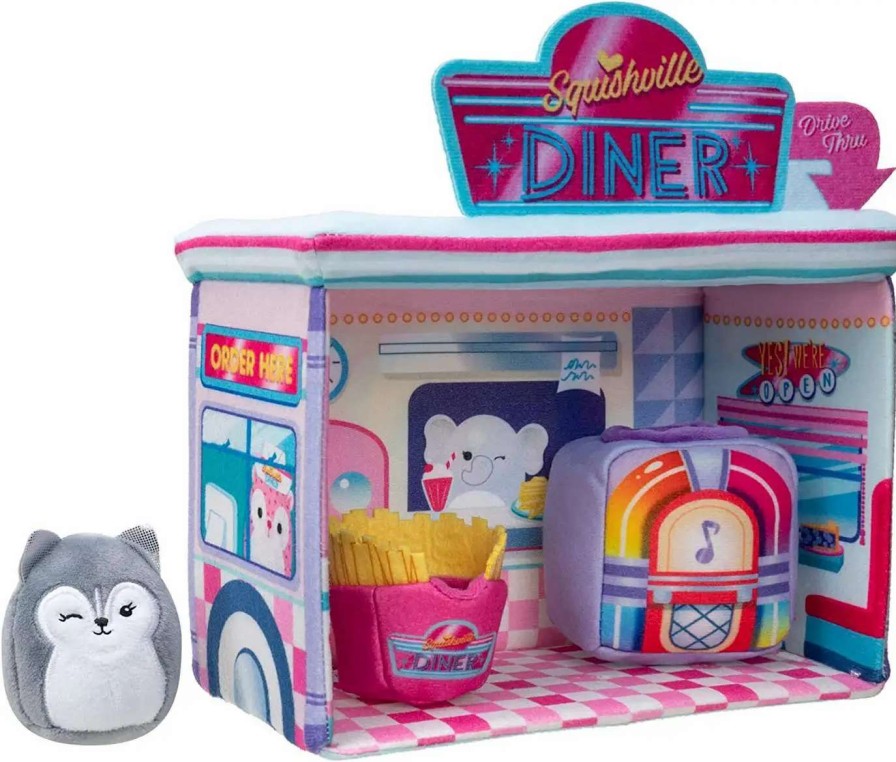 Squishmallows * | Hot Sale Squishmallows Squishville! Darling Diner 2-Inch Mini Plush Playset