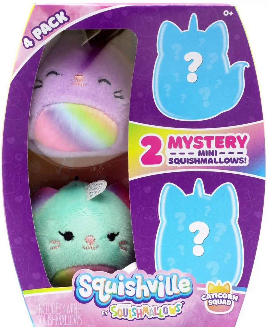 Squishmallows * | Best Reviews Of Squishmallows Squishville! Caticorn Squad 2-Inch Mini Plush 4-Pack Set