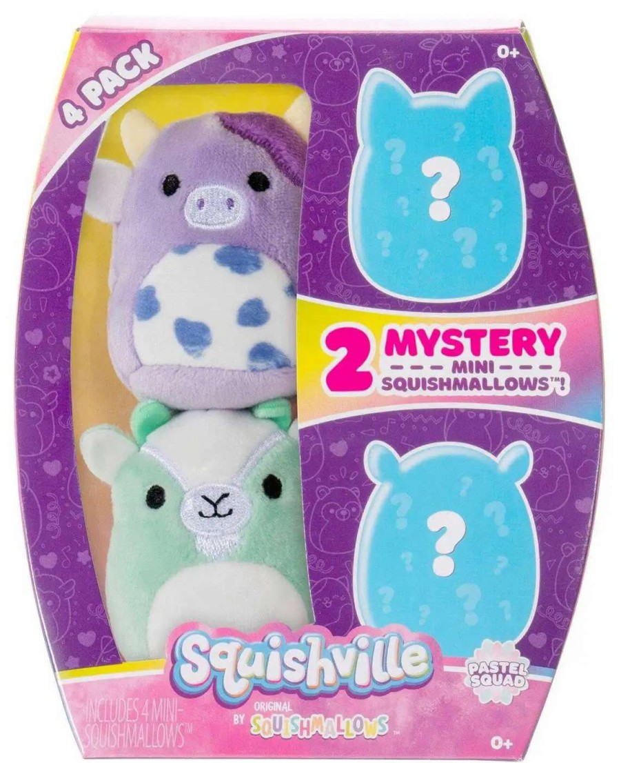 Squishmallows * | Brand New Squishmallows Squishville! Pastel Squad 2-Inch Mini Plush 4-Pack Set