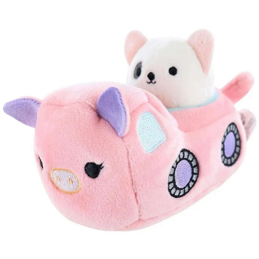 Squishmallows * | Discount Squishmallows Squishville! White Dog & Vehicle 2-Inch Mini Plush