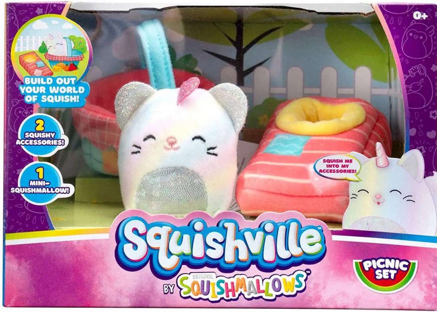 Squishmallows * | Hot Sale Squishmallows Squishville! Picnic Set 2-Inch Mini Plush Playset [With Camilla The Caticorn]