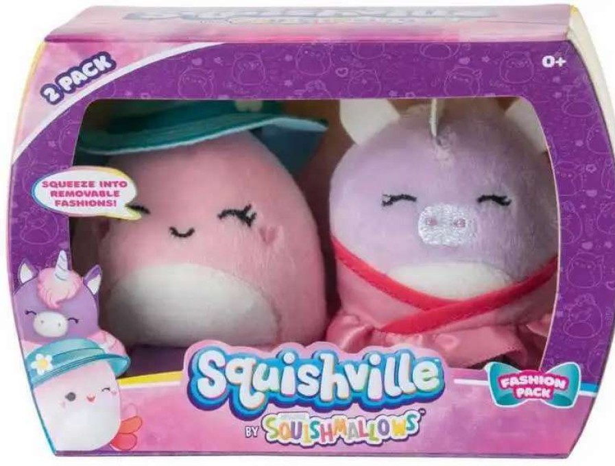 Squishmallows * | Flash Sale Squishmallows Squishville! Fashion Pack Jeanne & Ponderosa 2-Inch Mini Plush 2-Pack Set